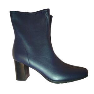 Aerosoles Miley Bootie Size 9.5 Navy Heels Comfortable Orthopedic PU Leather